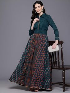 Printed Shirt With Skirt For Women, Indian Lehenga Choli, Wedding Guest Outfit, Indian Dress, Indian Gown Party Indo Western Dress VitansEthnics