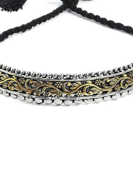 Oxidized Silver-Plated Gold Toned Choker, Choker Necklace For Women, Indian Choker, Contemporary Choker Necklace VitansEthnics