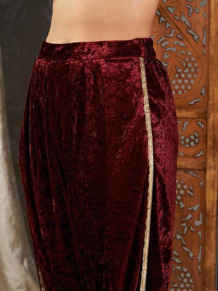 Embroidered Velvet Peplum Kurta With Dhoti Pants For Women, Tunic With Palazzo, Indian Dress, Party Wear Indo Western Outfit, Dhoti Kurta VitansEthnics