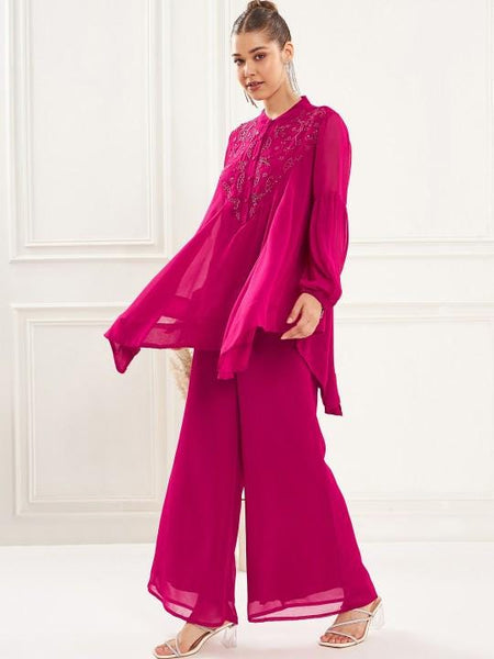 Embellished Asymmetric Top With Palazzo Co-Ords Set For Women, Top with Palazzo Set, Indo Western Outfit, Ethnic Indian Dress, Wedding Wear VitansEthnics