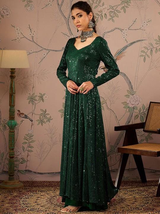 slim fit dress slacks Buy Beige Georgette Anarkali Suit With Sequins And Thread Embroidery main image 1