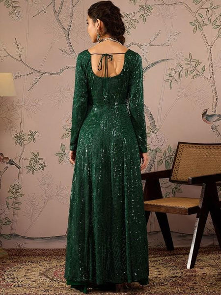 Long Sleeves Sequin Anarkali Kurta For Women, Indian Dress For Women, Indo Western Outfit, Indian Gown Dress For Women, Wedding Guest Outfit VitansEthnics