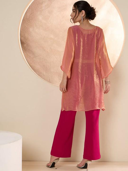 Embellished Crop Top & Short Kurti With Trousers Set for Women, Coord Set, Ethnic Indian Dress, Party Indo Western Outfit, Wedding Kurti Set VitansEthnics