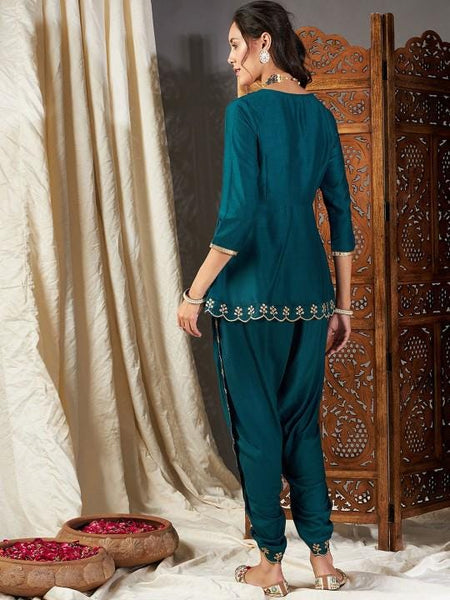 Embroidered Peplum Kurta With Dhoti Pants For Women, Tunic With Palazzo, Indian Dress, Party Wear Indo Western Outfit, Dhoti Kurta Set VitansEthnics