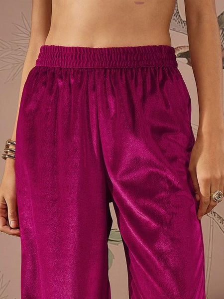 Embroidered Velvet Kurta With Trousers For Women, Indian Suit Set, Indian Dress, Party Wear Indo Western Outfit, Kurti Set, Wedding Outfit VitansEthnics