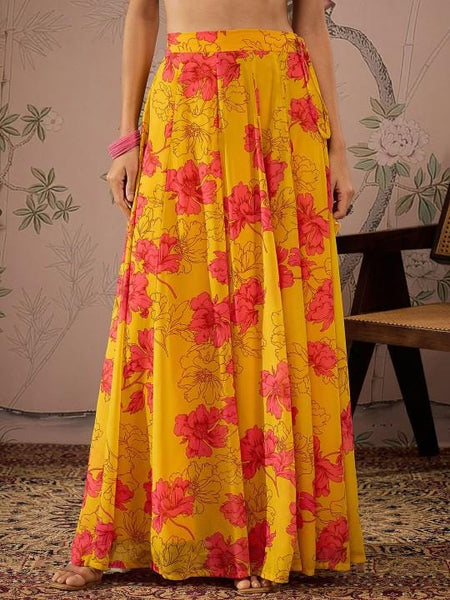 Floral Printed Crop Top With Skirt For Women, Indian Lehenga Choli, Wedding Guest Outfit, Indian Dress, Indian Gown Party Indo Western Dress VitansEthnics
