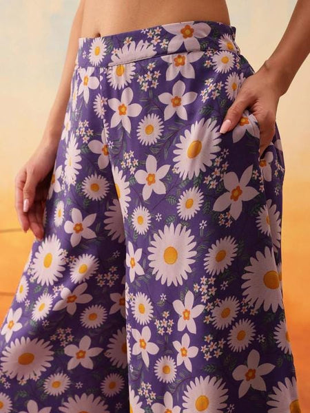 Floral Printed Top with Palazzo For Women, Co-Ords Set, Palazzo Kurti Set, Coord Set, Indo Western Outfit, Kurti Set, Indian Suit VitansEthnics