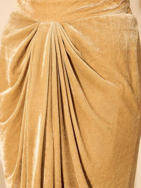 Brocade V-Neck Top With Drape Skirt Set For Women, Indian Top with Dhoti Skirt Set, Ethnic Indo Western Outfit, Coords Set, Indian Dress VitansEthnics