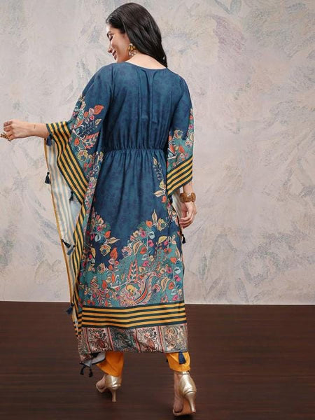 Printed Kaftan Kurta With Trousers For Women, Indian Suit Set, Indian Dress, Indo Western Outfit, Kaftan Kurti Set VitansEthnics