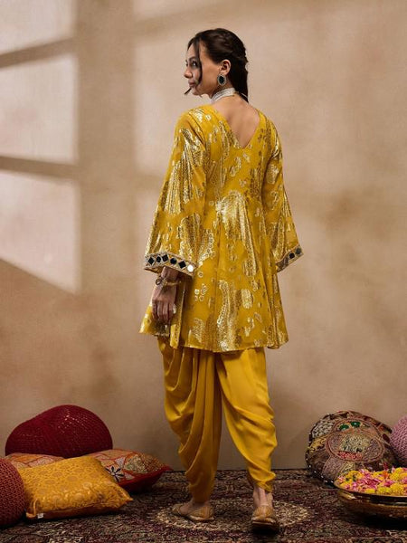 Floral Woven Mirror Work Kurti with Dhoti Pants For Women, Tunic With Palazzo, Indian Dress, Party Indo Western Outfit, Dhoti Kurta Set6 VitansEthnics