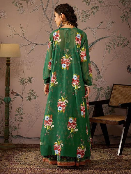 Floral Printed Crop Top With Anarkali Skirt & Shrug Set for Women, Coord Set, Festive Ethnic Indian Dress, Wedding Guest Indo Western Outfit VitansEthnics