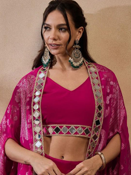 Crop Top With Drape Skirt and Shrug Set for Women, Coord Set, Festive Outfit Ethnic Indian Dress, Wedding Guest Indo Western Outfit2 VitansEthnics