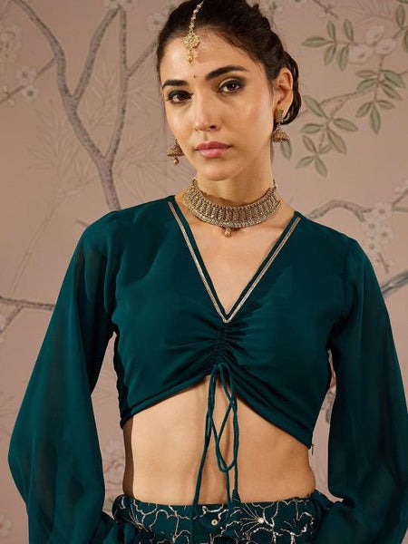 Embroidered Crop Top With Skirt For Women, Indian Lehenga Choli, Wedding Guest Outfit, Indian Dress, Indian Gown, Party Indo Western Dress VitansEthnics