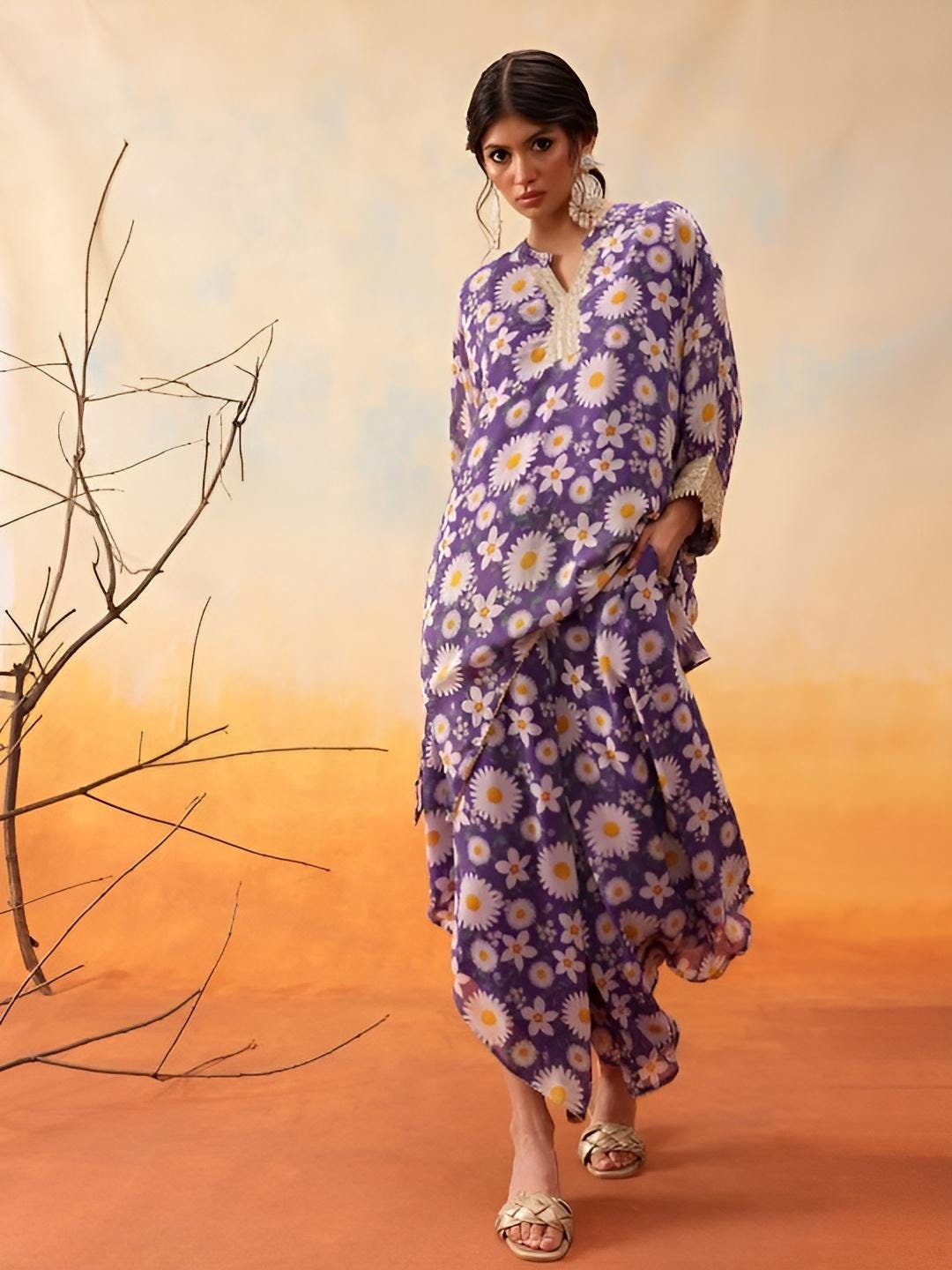Floral Printed Top with Palazzo For Women, Co-Ords Set, Palazzo Kurti Set, Coord Set, Indo Western Outfit, Kurti Set, Indian Suit VitansEthnics