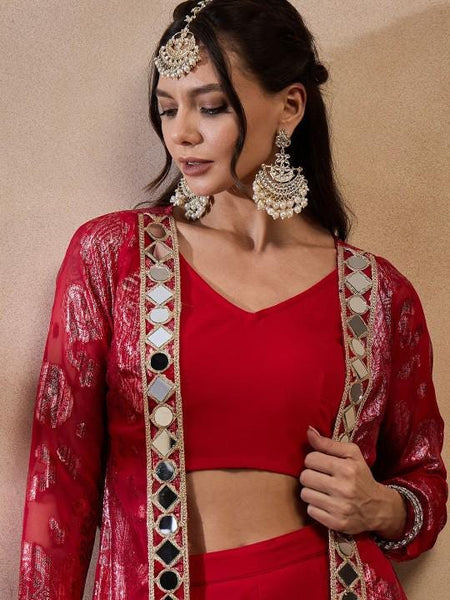 Crop Top With Bell Bottom Palazzo and Shrug Set for Women, Coord Set, Festival Outfit Ethnic Indian Dress, Wedding Guest Indo Western Outfit36 VitansEthnics