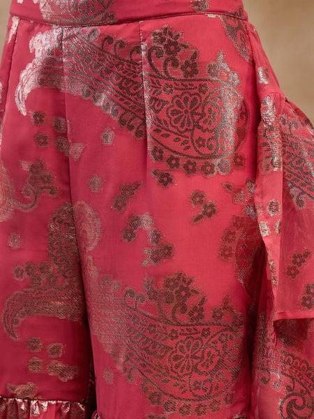 Ready To Wear Saree, Mirror Work Crop Top & Palazzo With Attached Dupatta Co-ord Set, Ethnic Indo Western Fusion Outfit, Lehenga Choli14 VitansEthnics