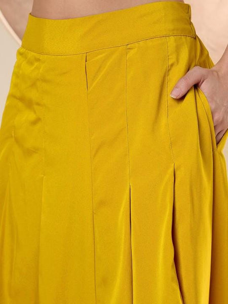 Yellow Embellished Top With Drape Skirt Set Indo Western Fusion Co-Ords Set