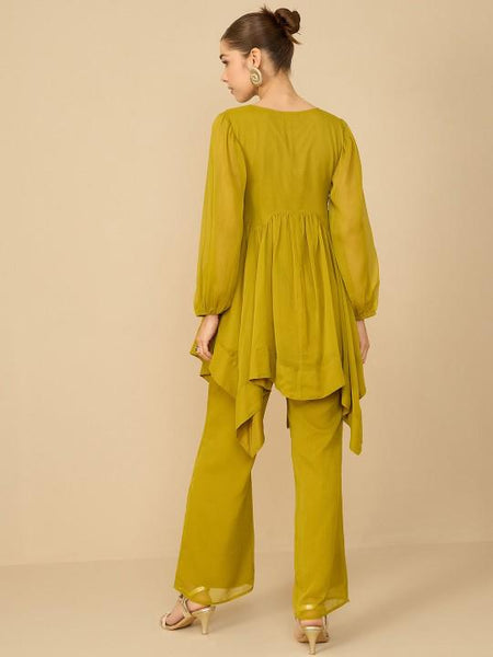 Embellished Tunic With Palazzo Fusion Outfit Set