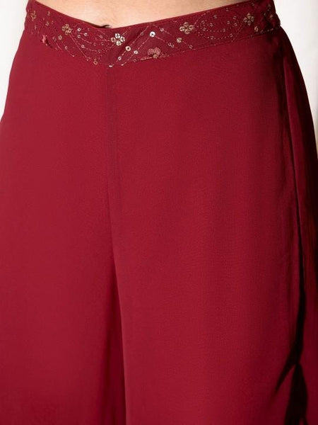 Embroidered Crop Top with Palazzo Indo Western Outfit Set