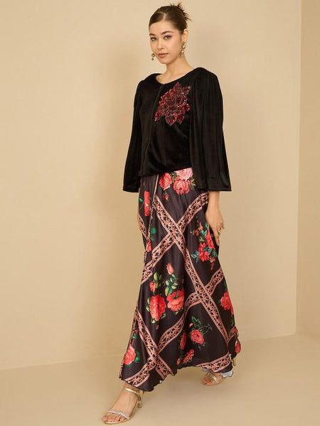 Black Embellished Velvet Top With Skirt Indian Lehenga Choli