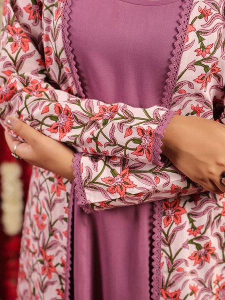 Ethnic Motifs Printed Flared Anarkali Kurta with Jacket