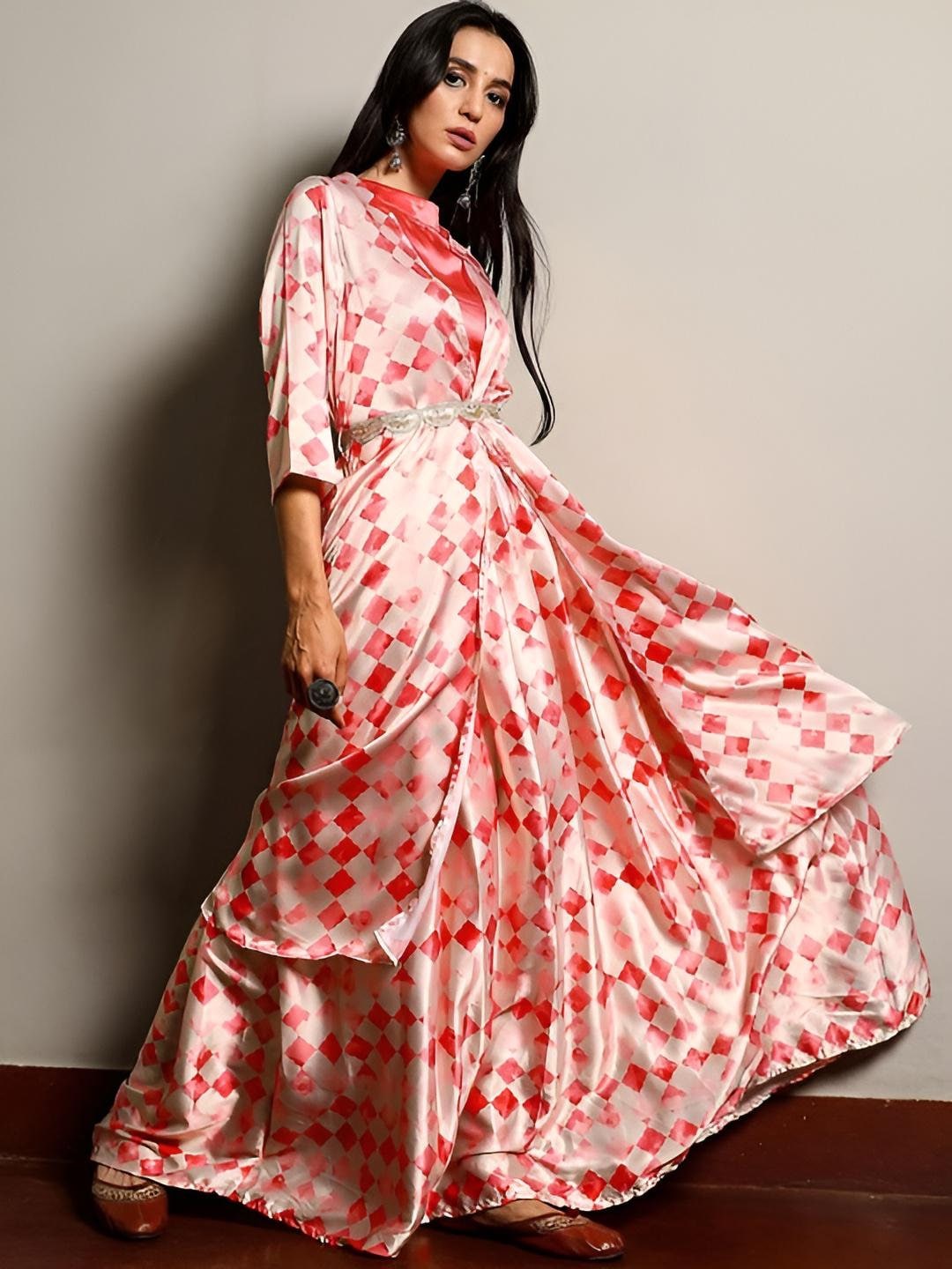 High Neck Crop Top With Skirt and Shrug Set | Lehenga Choli