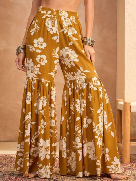 Floral Printed Kurta with Sharara Pants Set