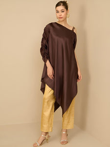 One Shoulder Jacquard Tunic With Trouser Set