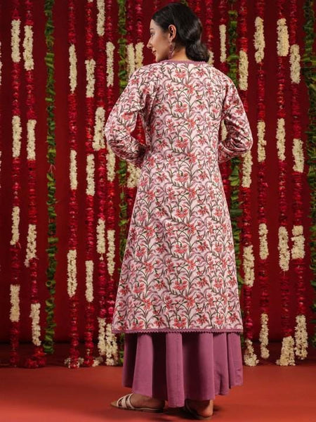 Ethnic Motifs Printed Flared Anarkali Kurta with Jacket