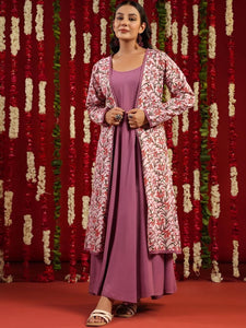 Ethnic Motifs Printed Flared Anarkali Kurta with Jacket