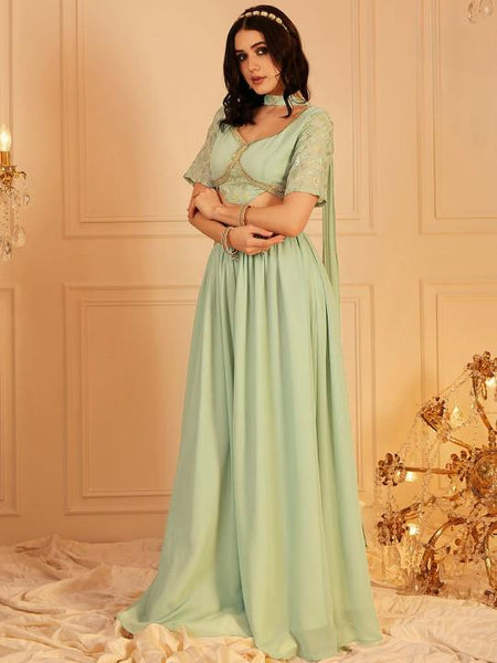 Embroidered Crop Top With Skirt & Dupatta For Women, Indian Lehenga Choli, Wedding Guest Outfit, Indian Dress, Party Indo Western Dress13 VitansEthnics