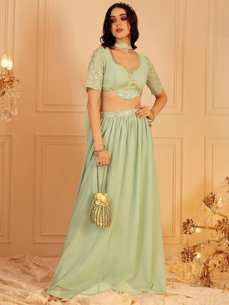 Embroidered Crop Top With Skirt & Dupatta For Women, Indian Lehenga Choli, Wedding Guest Outfit, Indian Dress, Party Indo Western Dress13 VitansEthnics