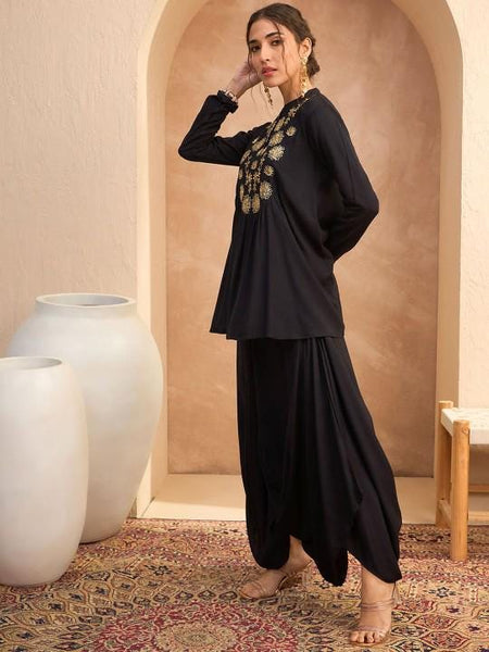 Floral Embroidered Sequinned Kurti With Dhoti Pants For Women, Tunic With Palazzo, Indian Dress, Party Wear Indo Western Outfit, Dhoti Suit8 VitansEthnics