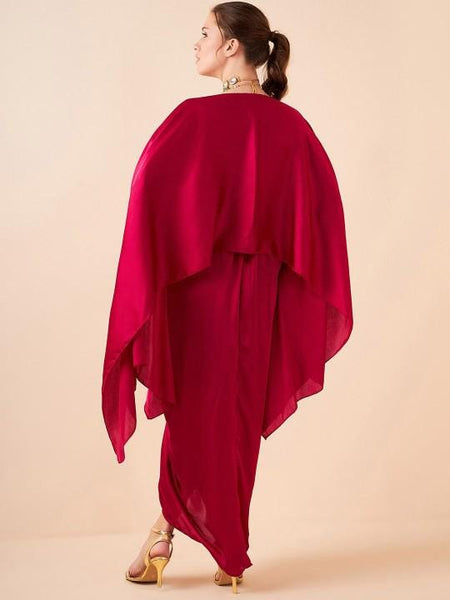 Embellished Top With Drape Skirt Set For Women, Indian Cape Top with Dhoti Skirt Set, Ethnic Indo Western Outfit, Wedding Guest Indian Dress7 VitansEthnics