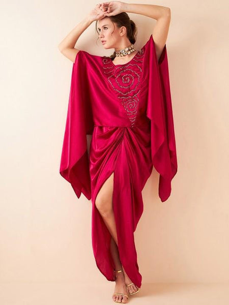 Embellished Top With Drape Skirt Set For Women, Indian Cape Top with Dhoti Skirt Set, Ethnic Indo Western Outfit, Wedding Guest Indian Dress7 VitansEthnics
