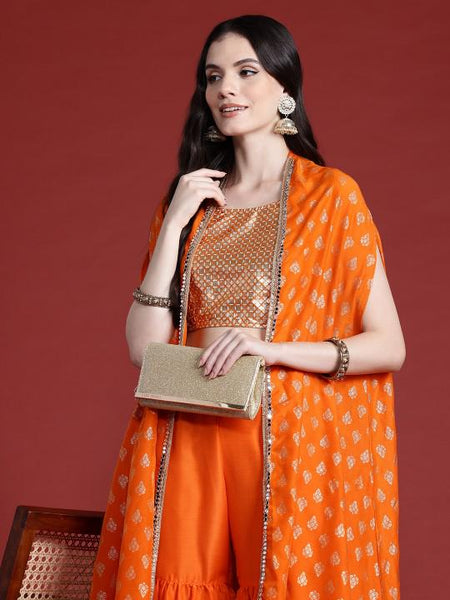 Printed Crop Top With Sharara Pants & Shrug Set for Women, Coord Set, Festival Outfit Ethnic Indian Dress, Wedding Guest Indo Western Outfit1 VitansEthnics