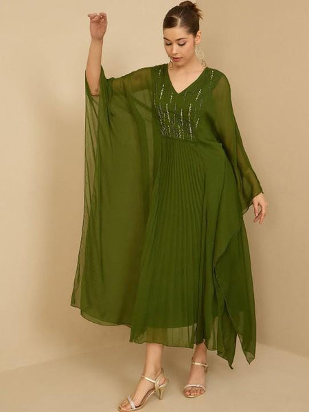 Embellished Kaftan Dress For Women, Indian Dress For Women, Indo Western Outfit, Maxi Dress For Women, Indian Party Wear Kaftan Fusion5 VitansEthnics