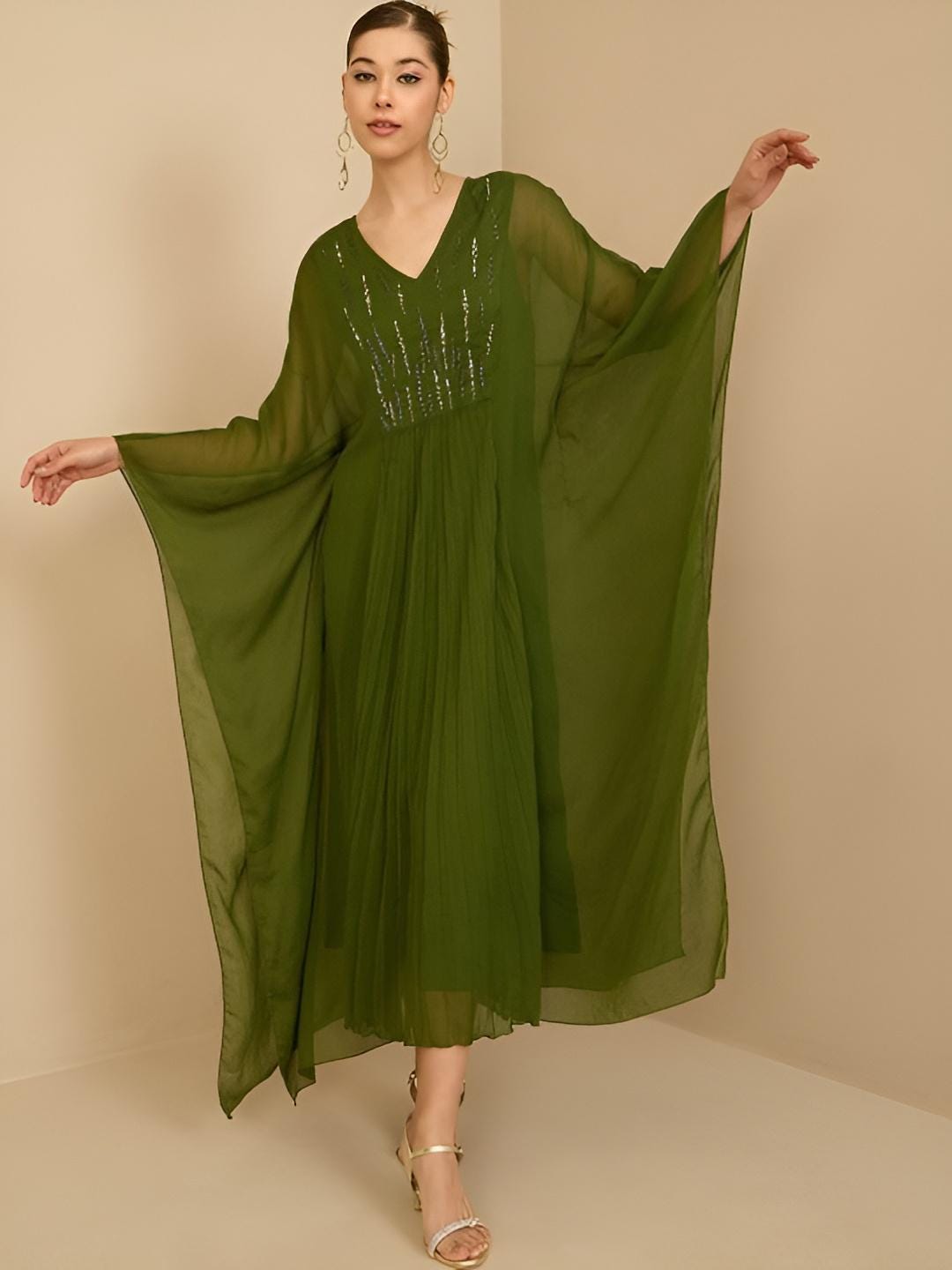 Embellished Kaftan Dress For Women, Indian Dress For Women, Indo Western Outfit, Maxi Dress For Women, Indian Party Wear Kaftan Fusion5 VitansEthnics