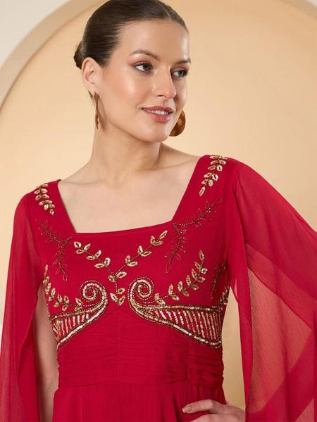 Embellished Maxi Dress For Women, Indian Dress For Women, Indo Western Outfit, Gown For Women, Indian Wedding Guest Outfit4 VitansEthnics