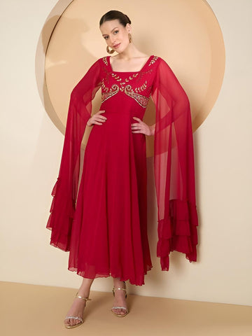Embellished Maxi Dress For Women, Indian Dress For Women, Indo Western Outfit, Gown For Women, Indian Wedding Guest Outfit4 VitansEthnics