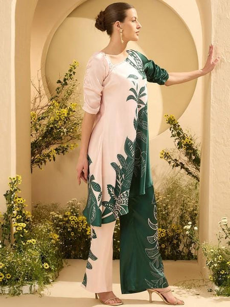 Floral Printed Tunic Top With Palazzo Set for Women, Coord Set, Beach Wedding Outfit, Ethnic Indian Dress, Indo Western Outfit, Kurti Set20 VitansEthnics