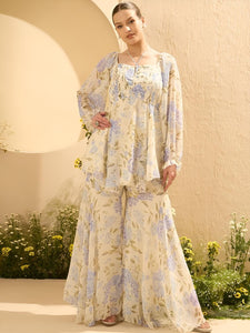 Floral Printed Square Neck Tunic With Palazzo for Women, Coord Set, Festival Outfit, Ethnic Indian Dress, Indo Western Outfit, Kurti Set18 VitansEthnics