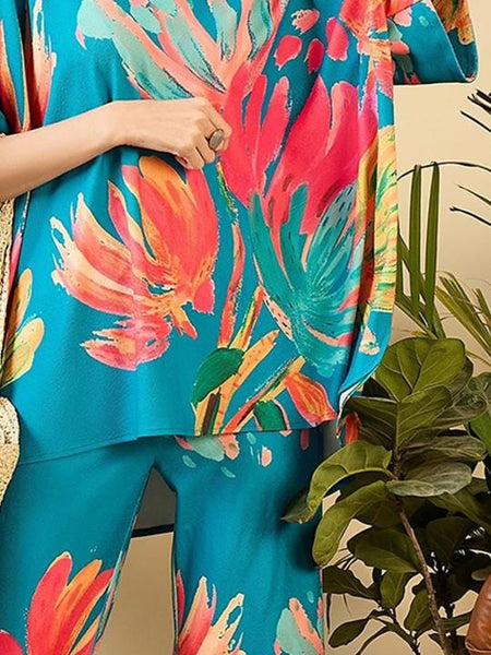 Anti Fit Notch Neck Kaftan Top With Trousers Co-Ords for Women, Fusion Outfit, Indian Dress, Indo Western Outfit, Kaftan Kurti Set16 VitansEthnics