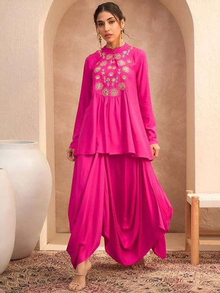 Floral Embroidered Sequinned Kurti With Dhoti Pants For Women, Tunic With Palazzo, Indian Dress, Party Wear Indo Western Outfit, Dhoti Suit8 VitansEthnics