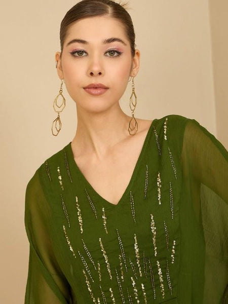 Embellished Kaftan Dress For Women, Indian Dress For Women, Indo Western Outfit, Maxi Dress For Women, Indian Party Wear Kaftan Fusion5 VitansEthnics