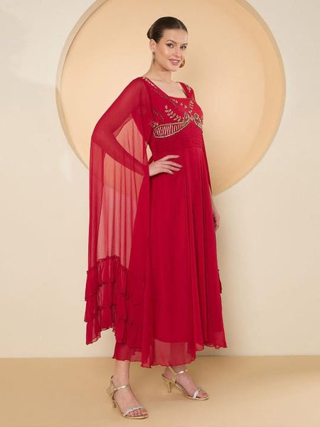 Embellished Maxi Dress For Women, Indian Dress For Women, Indo Western Outfit, Gown For Women, Indian Wedding Guest Outfit4 VitansEthnics