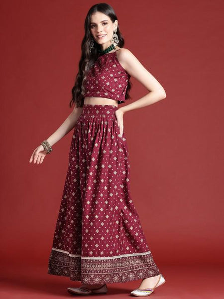 Printed Crop Top With Skirt & Dupatta Set For Women, Indian Lehenga Choli, Wedding Guest Outfit, Indian Dress, Party Indo Western Dress4 VitansEthnics