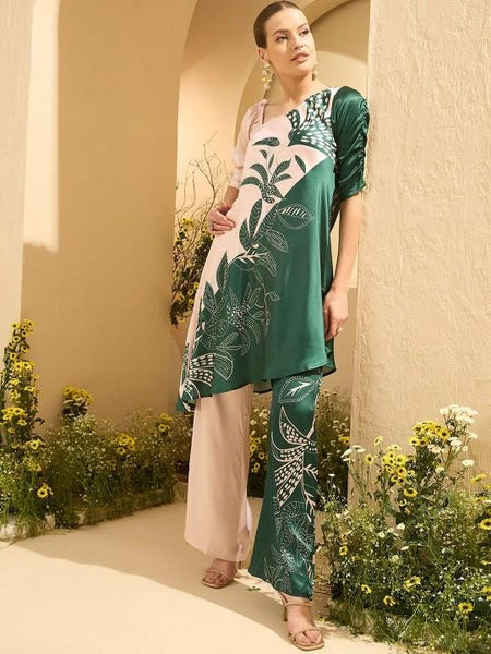 Floral Printed Tunic Top With Palazzo Set for Women, Coord Set, Beach Wedding Outfit, Ethnic Indian Dress, Indo Western Outfit, Kurti Set20 VitansEthnics