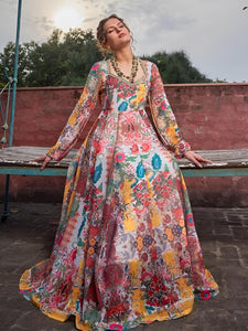 15Floral Print Sweetheart Neck Empire Anarkali Kurta For Women, Indian Dress For Women, Indo Western Outfit, Indian Gown, Wedding Guest Outfit VitansEthnics