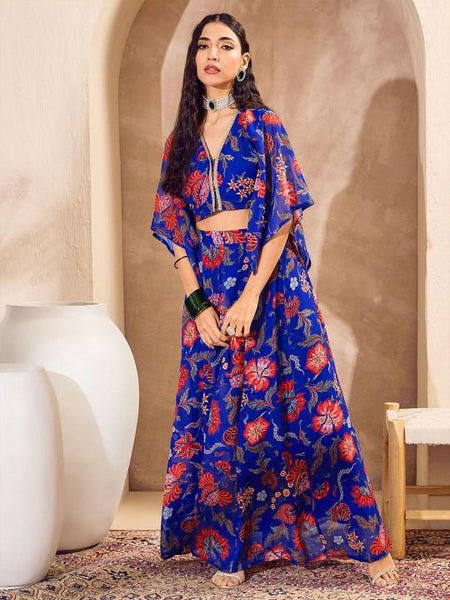Floral Printed Crop Top With Skirt For Women, Indian Lehenga Choli, Wedding Guest Outfit, Indian Dress, Indian Gown Party Indo Western Dress5 VitansEthnics